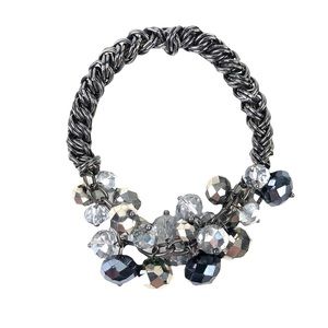 White House Black Market Navy Disco Bead Grey Bracelet